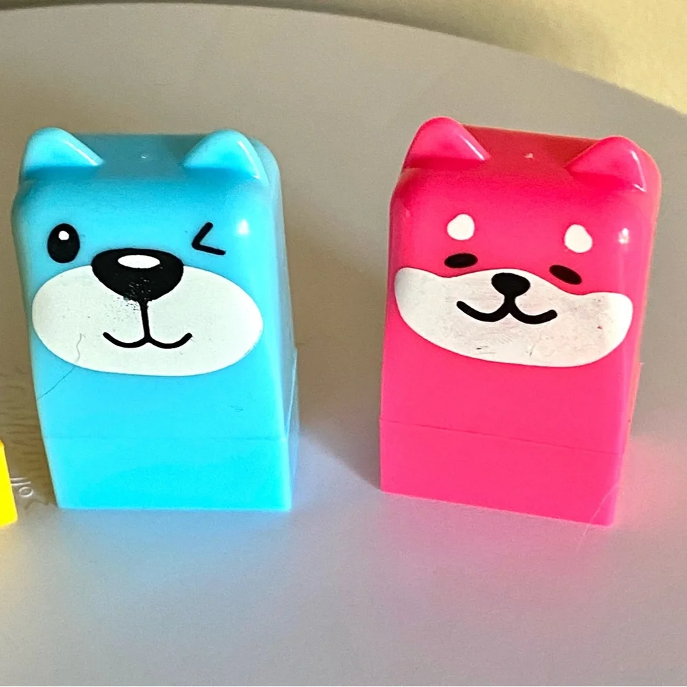 5/$25 Lip Balm 4pc animal set pink white blue and yellow scented fruits brand